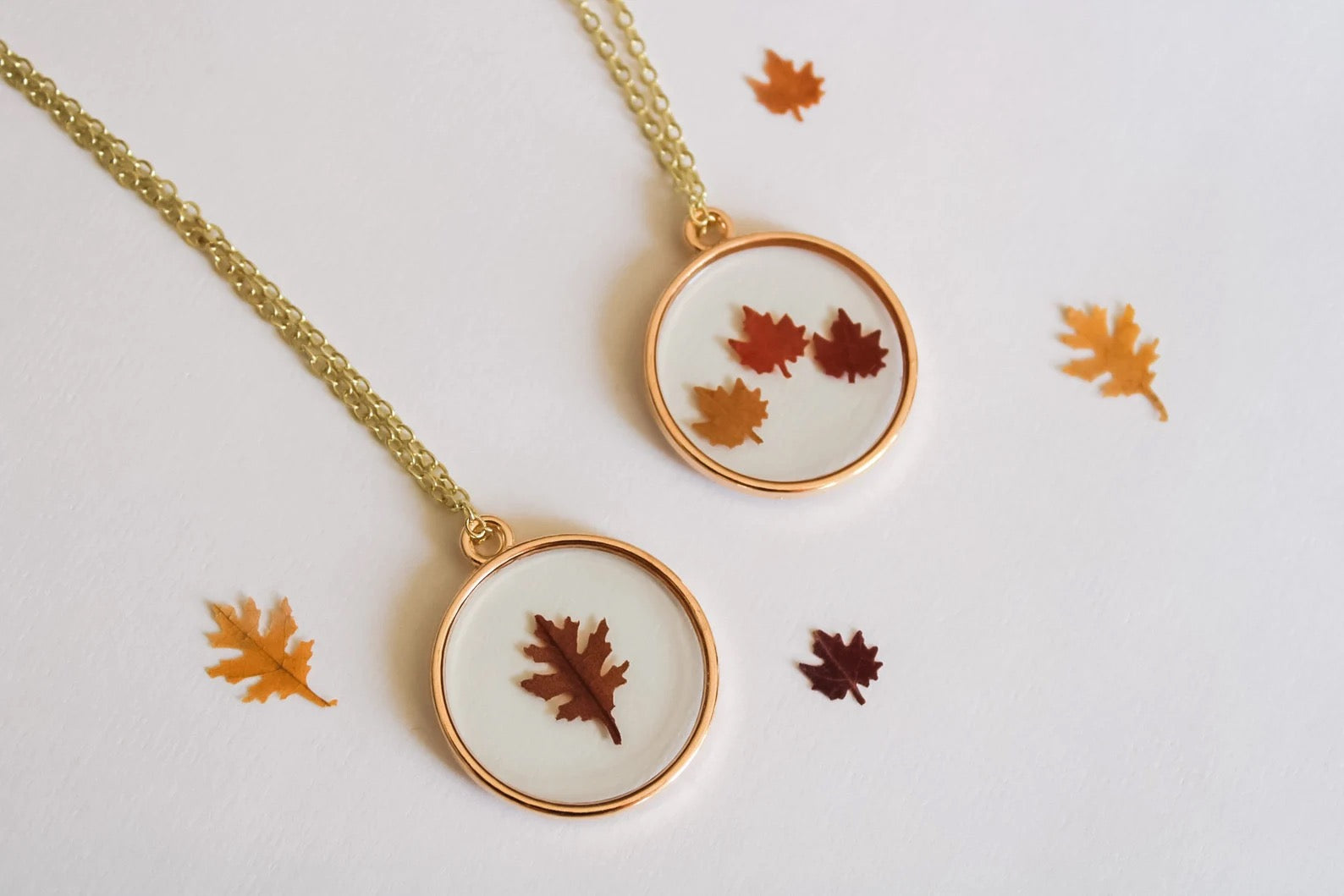 Handmade Maple Leaf Resin Necklace | Fall Autumn Jewelry